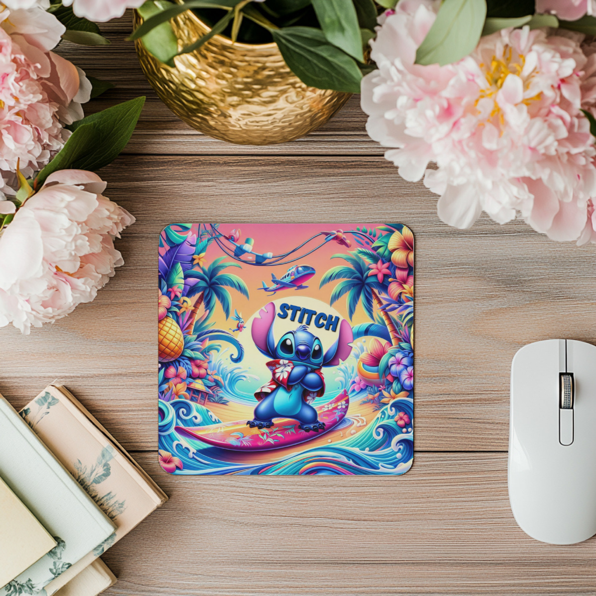 🌴 Surf the Web in Stitch Style – Tropical Mouse Pad