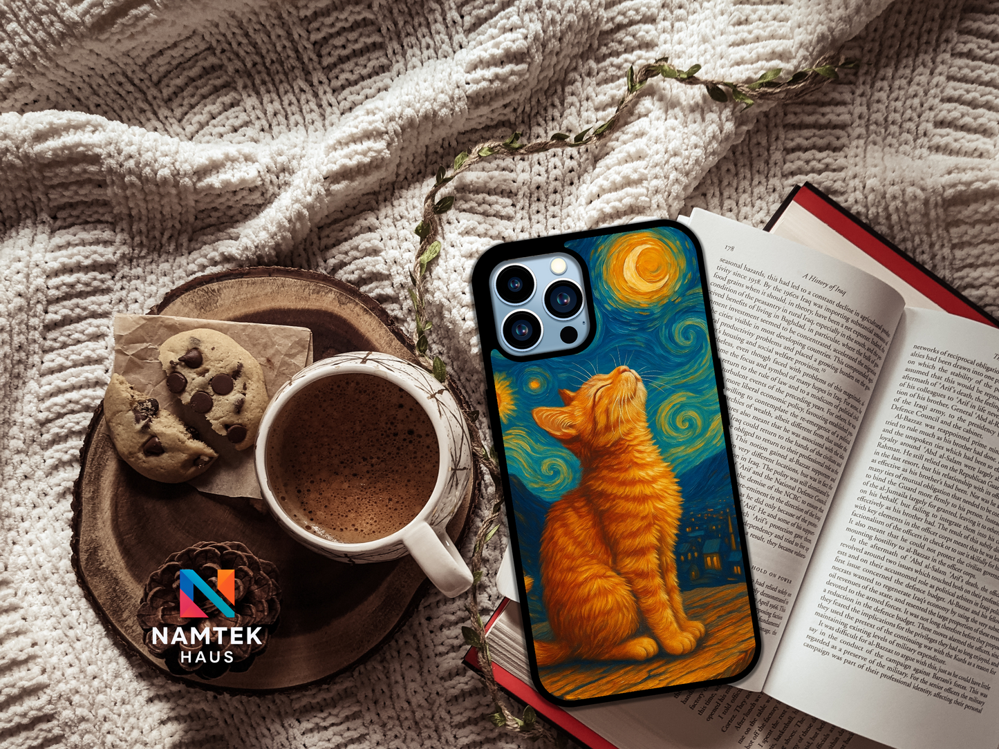 Cat Van Gogh iPhone and Samsung Phone Case