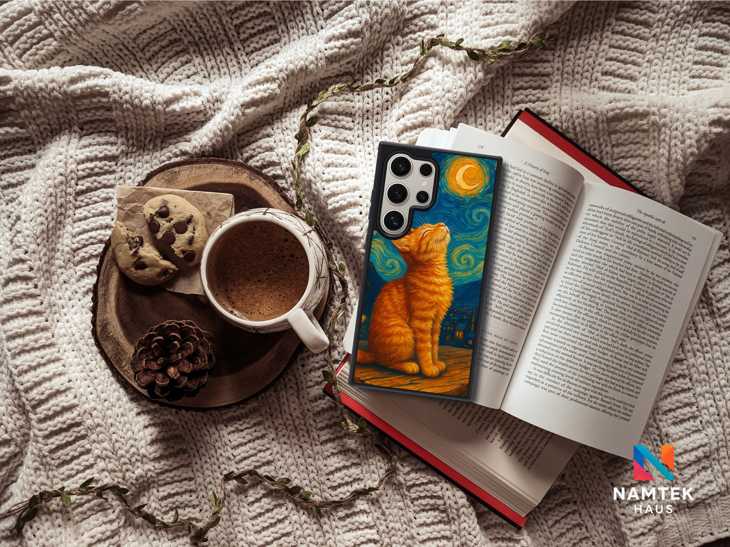 Cat Van Gogh iPhone and Samsung Phone Case