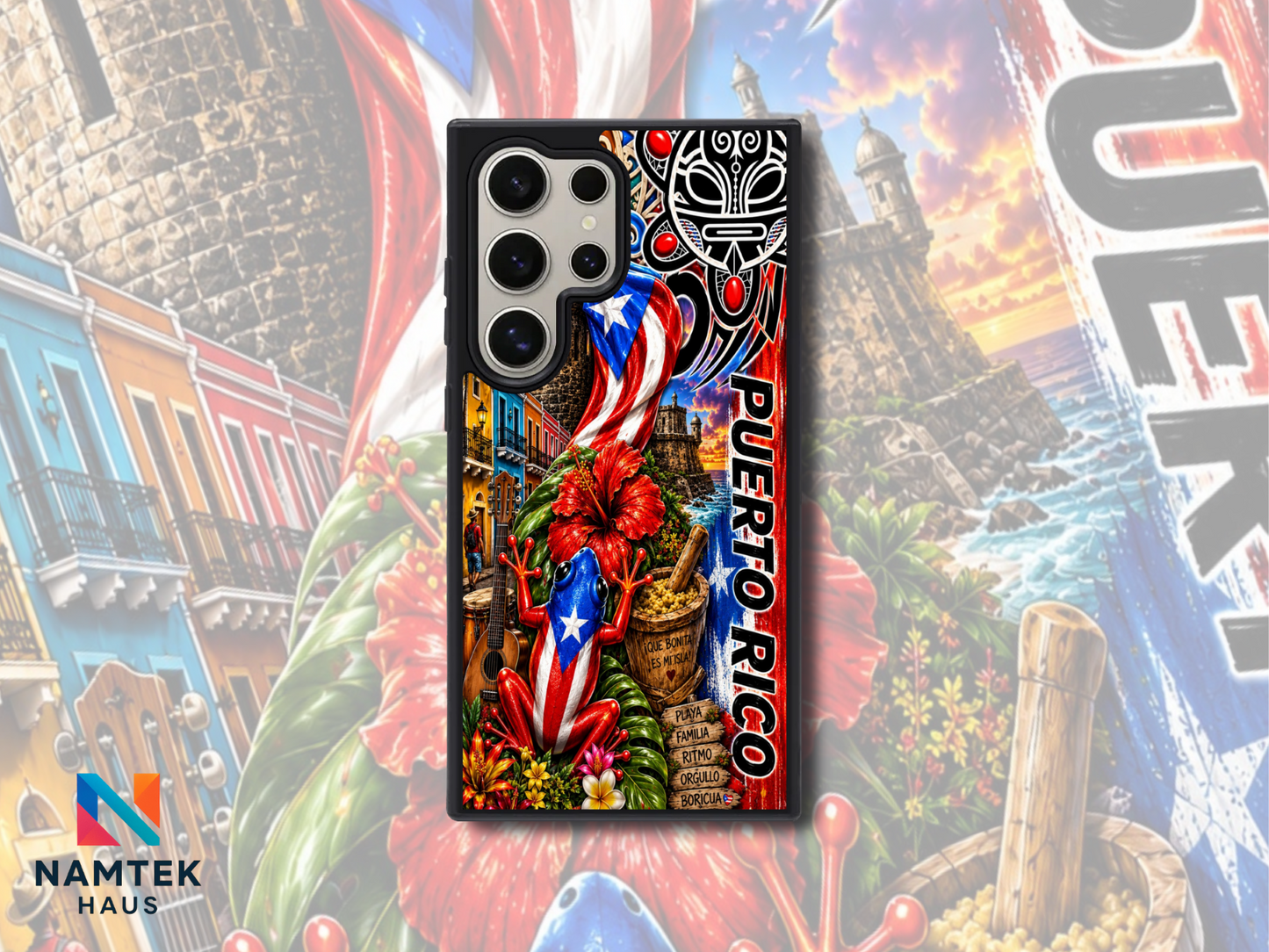 Puerto Rico Phone Case Boricua Coquí Flag Tropical Protective Case