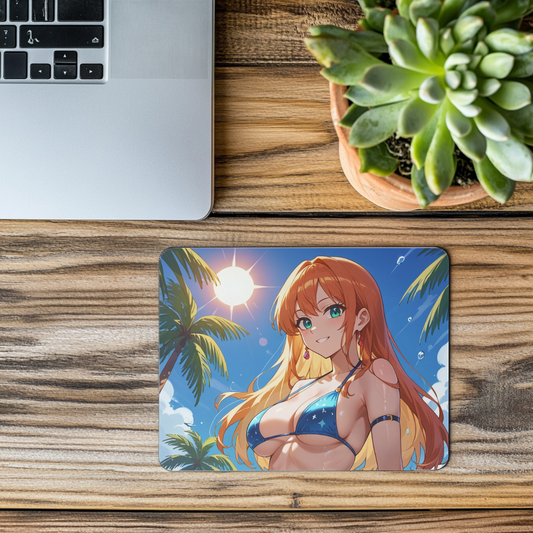 Tropical Sun-Kissed Anime Beach Babe Mousepad