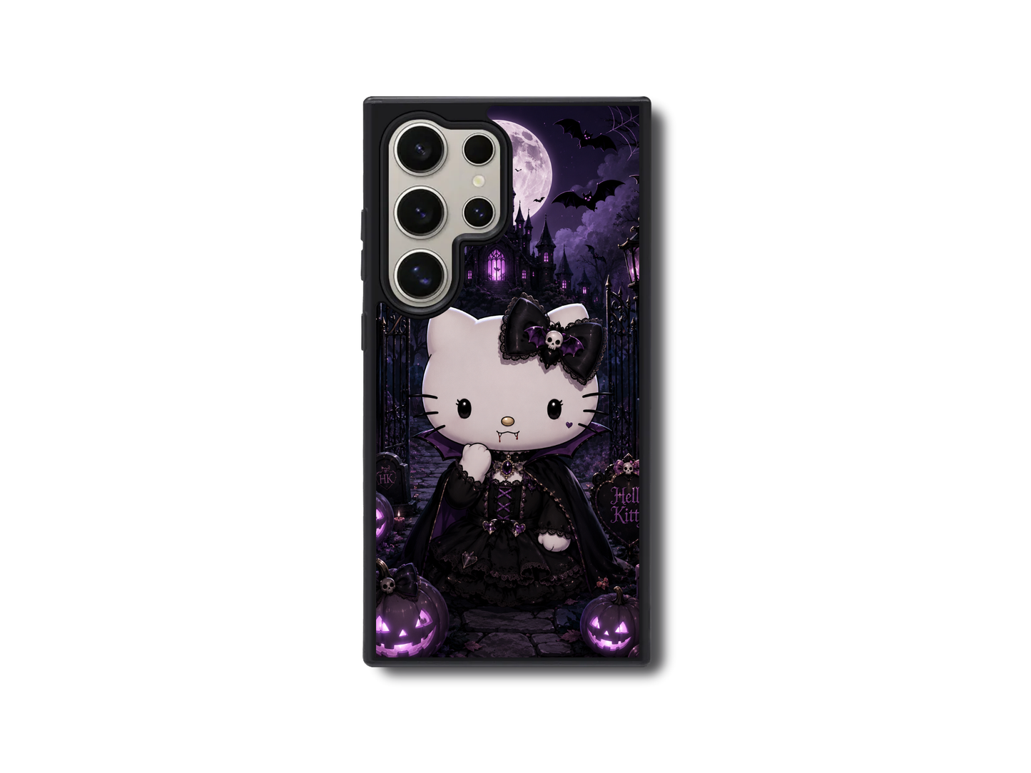 Gothic Vampire Kitty Phone Case – Purple Halloween Design