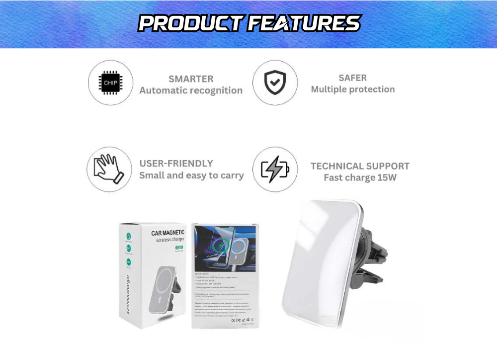 Panda & Mount Fuji Magnetic Car Air Vent Wireless Charger – 15W Qi Charging