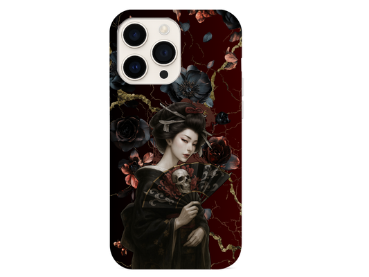 Geisha Veil of Roses and Shadows phone case elegant floral design