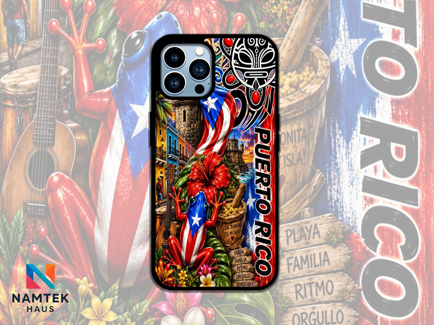 Puerto Rico Phone Case Boricua Coquí Flag Tropical Protective Case