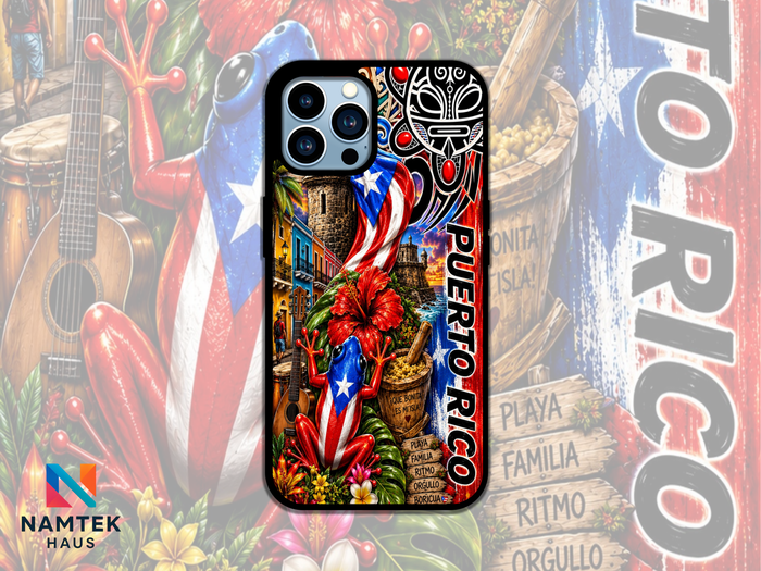 Puerto Rico Phone Case Boricua Coquí Flag Tropical Protective Case