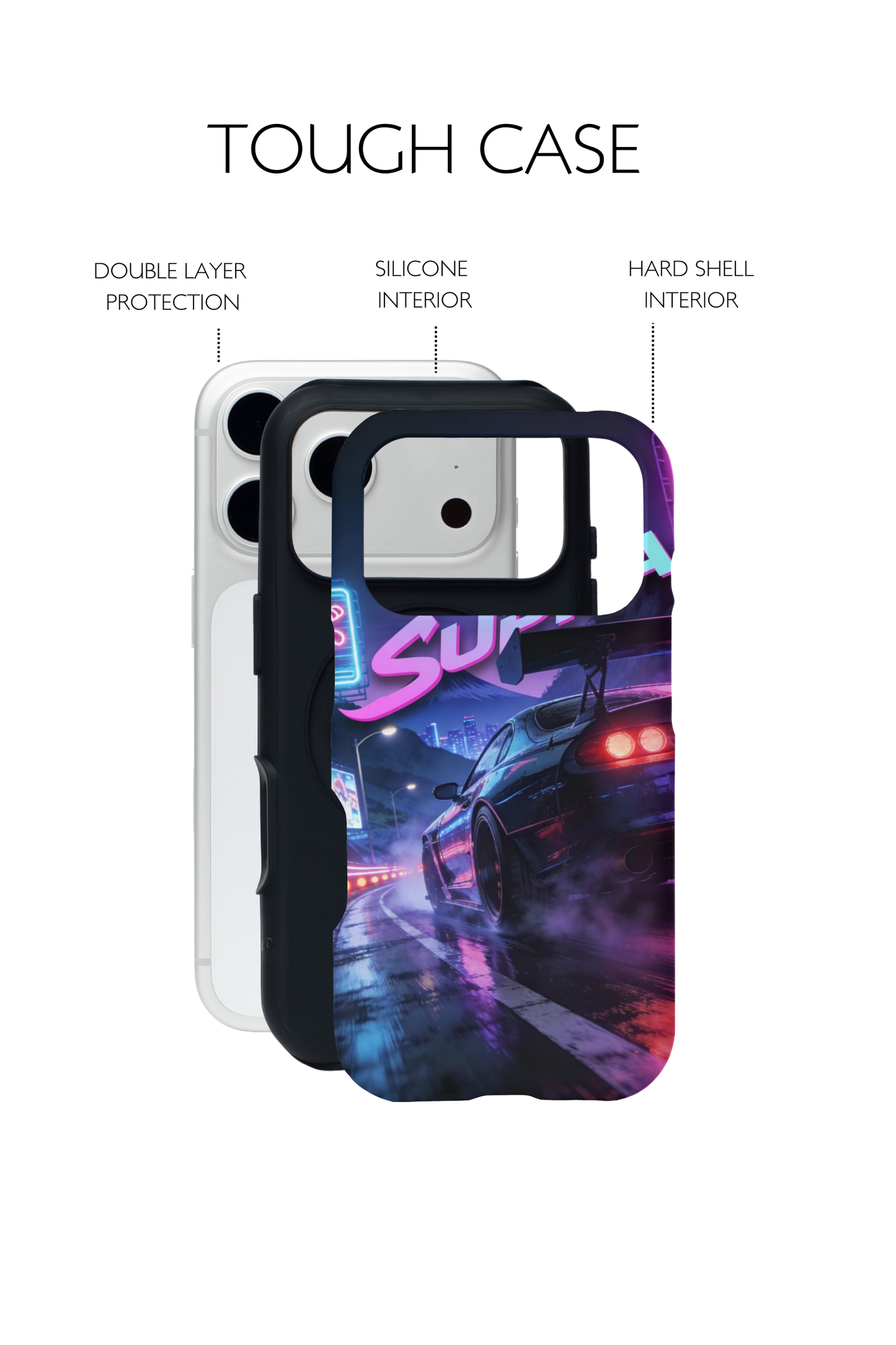 Forza Horizon Supra phone case showing protective slim profile and detail print