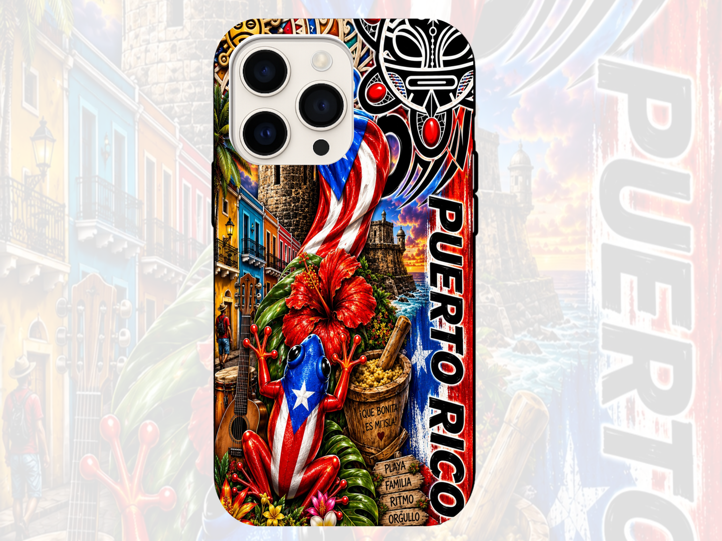 Puerto Rico Phone Case Boricua Coquí Flag Tropical Protective Case